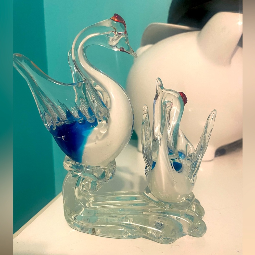 Murano glass swans